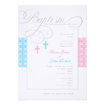 Boy and Girl Twins Baptism Invitation