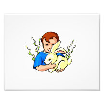 boy blue shirt big rabbit.png photo art