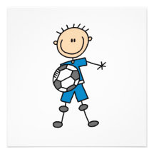 Boy Blue Uniform Stick Figure Soccer Player Gifts Personalized Announcement