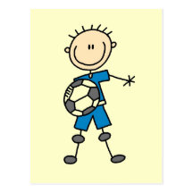 Boy Blue Uniform Stick Figure Soccer Player Gifts Postcards
