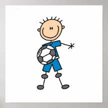 Boy Blue Uniform Stick Figure Soccer Player Gifts Posters