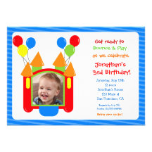 Boy Bounce House Photo Birthday Invitation