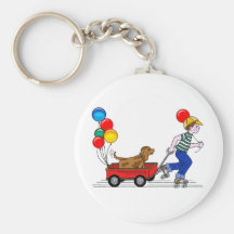 Boy, Dog, Wagon and Balloons copy Key Chains