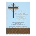 Boy Elegant Lace  Baptism | Christening Cross invitations