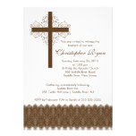 Boy Elegant Lace  Baptism | Christening Cross invitations