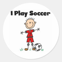 Boy I Play Soccer Round Sticker