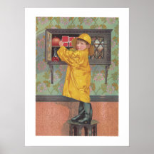 Boy in Raincoat Print