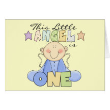 Boy Little Angel 1st Birthday Tshirts and Gifts Greeting Card