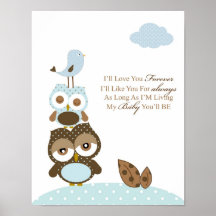 Boy nursery bedroom art I will love you forever Print