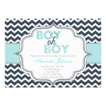 Boy Oh Boy Chic Chevron Baby Shower Invitation