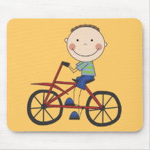 Boy on Bicycle Tshirts and Gifts Mouse Mats