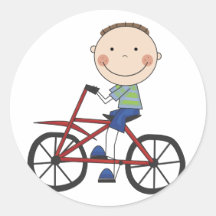 Boy on Bicycle Tshirts and Gifts Stickers