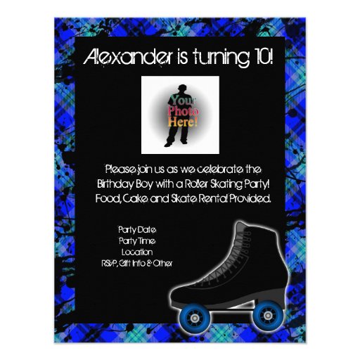 Boy Personalised Roller Skating Party Invitation