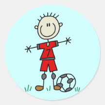Boy Red Uniform Soccer T-shirts and Gifts Stickers