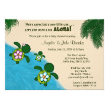 BOY Sea TURTLE Baby Shower Invite BLUE (Honu) 02B