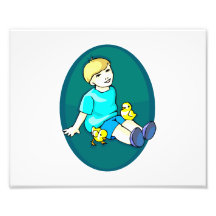 Boy with chicks aqua oval design.png photo