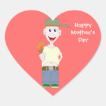 Boy With Flowers Heart Sticker Template