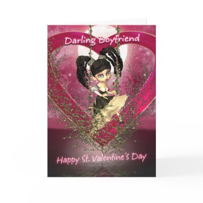 Boyfriend Valentine's Day Card Cute Female Toon by moonlake
