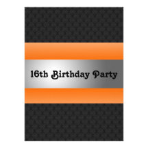 Boy's 16th Birthday Party Invite