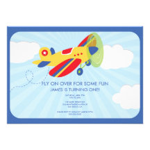 Boy's Birthday Invitation Cute Aeroplane