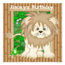 Boy's Birthday Lion Invitations