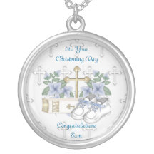 Boys Christening Shoes Personalized Necklace