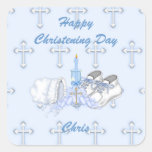 Boys Christening Wish Square Stickers
