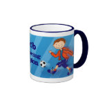 Boys football soccer champion mug blue