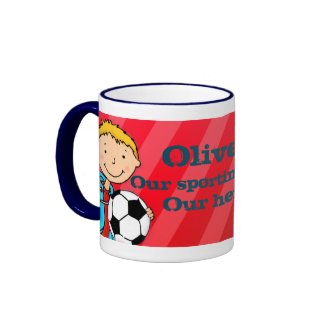 Boys football soccer hero mug red mug