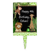 Boys Jungle Safari Birthday Cake Toppers