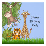 Boys Jungle Safari Birthday Party Invitations