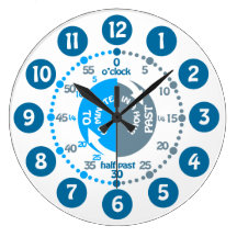 Boys learn to tell time muted blue grey wall clock