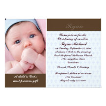 Boys Photo Christening Custom Invitation