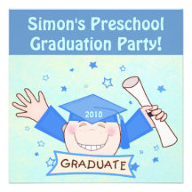Boys Preschool / Kindergarten Graduation Party Invitations