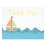Boys Sail Boat Birthday Thank You Note Cards invitations