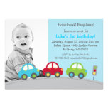 Boys Transportation Car Photo Birthday Invitations