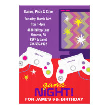 Boys Video Game Birthday Party Invites