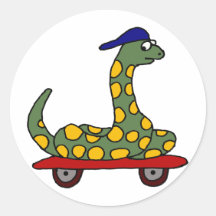 BR- Boa Constrictor Skateboarding Round Sticker