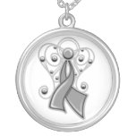 Brain Cancer Ribbon Angel In Memory Personalised Necklace