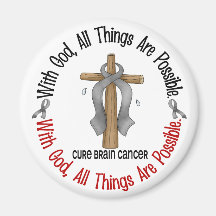 Brain Cancer WITH GOD CROSS 1 Magnets
