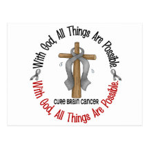 Brain Cancer WITH GOD CROSS 1 Postcard