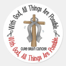 Brain Cancer WITH GOD CROSS 1 Sticker