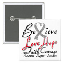 Brain Tumour Believe Heart Collage Pin