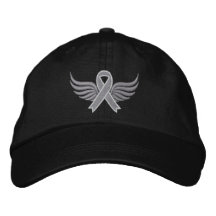 Brain Tumour Ribbon Wings Embroidered Hat
