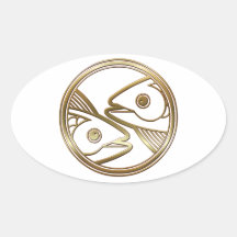 Brass and Copper Pisces Zodiac Astrology Sticker