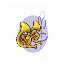 brass french horns postcard