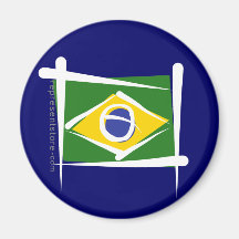 Brazil Brush Flag Fridge Magnet