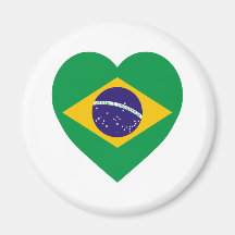 Brazil Flag Heart Refrigerator Magnets