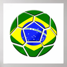 Brazilian flag Samba futebol soccer ball gifts Poster