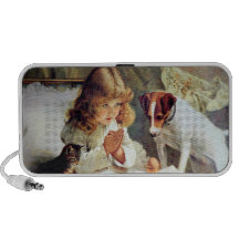 Breakfast in Bed: Girl, Terrier and Kitty Cat Mp3 Speaker